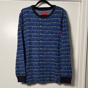 Supreme Blue All-Over Logo Crewneck Sweater